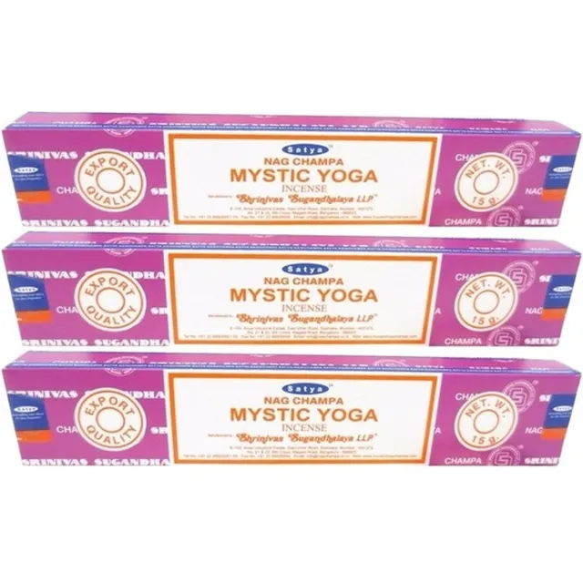 HEM Satya Nag Champa wierook stokjes - Mystic Yoga - 3x pakje van 12 stuks - 15 gram Multi