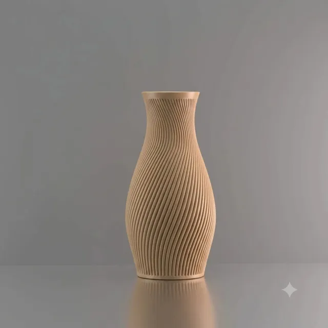 3d-gezellig Diana - Vaas - Waterdicht - Beige - Maat 35 cm - Kunststof - Modern - Bloemenvaas - 100% gerecycled PLA (bioplastic)