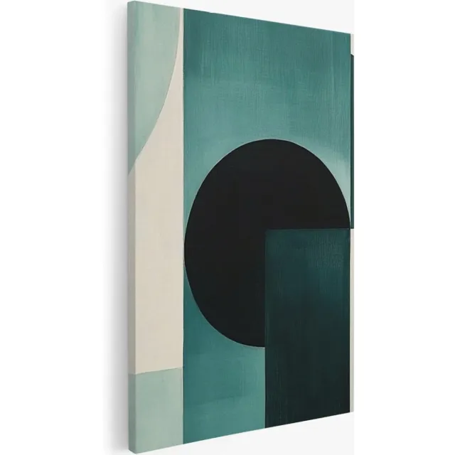 Saammp Canvas Schilderij - blauw cirkelvormig - Abstract - 50x70 - Foto op canvas - Wanddecoratie - Muurdecoratie Woonkamer - Slaapkamer decoratie - Canvas Print Multicolor