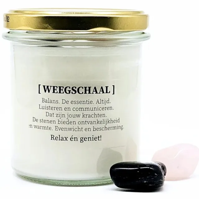 Candlelight-on sterrenbeeld kaars met edelstenen - Weegschaal - o.b.v. sojawas en etherische oliën