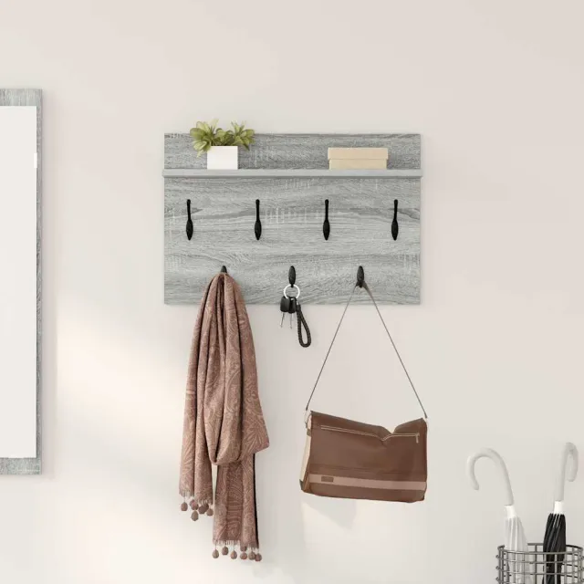 vidaXL Wandgemonteerde kapstok Grijs Sonoma 60 x 40 x 12 cm