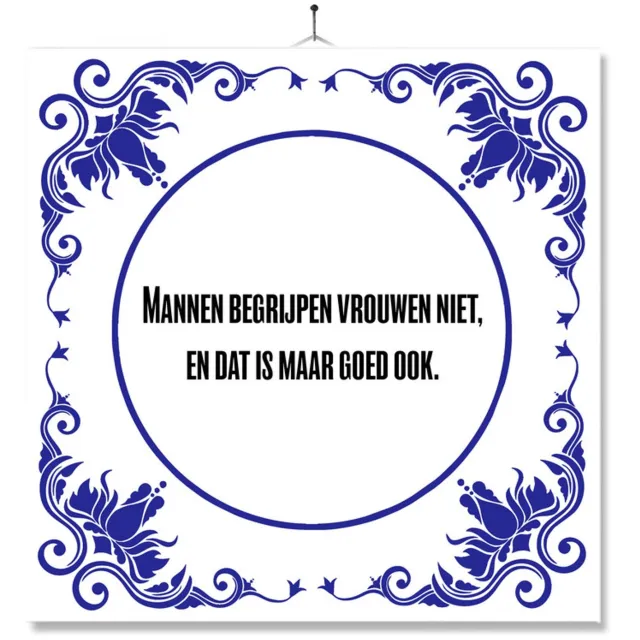 MC Living Tegel Met Opdruk | Mannen Begrijpen Vrouwen Niet | Cadeau | Inclusief Geschenkdoos | Standaard | Ophangsysteem Multi-Color