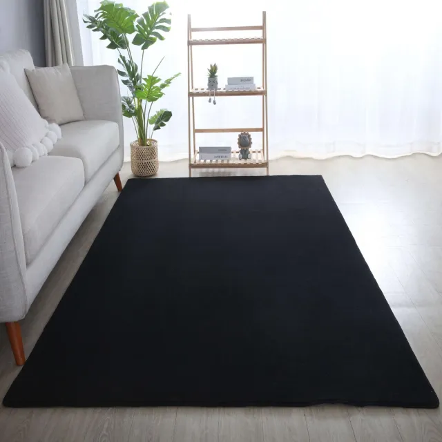 flycarpets Alberta Laagpolig Fluffy Vloerkleed - Zwart - 160x230 cm