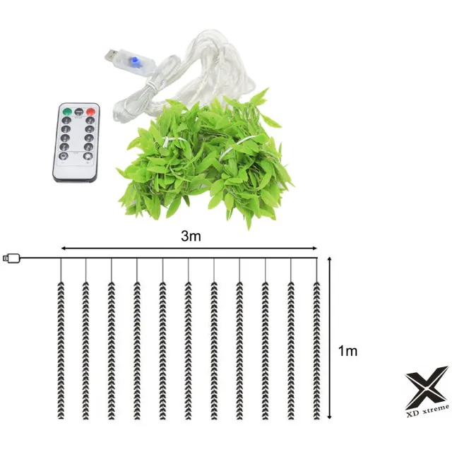 Xd Xtreme Led lichtslinger - Wilgen bladeren - USB - 3 meter - 200 lampjes