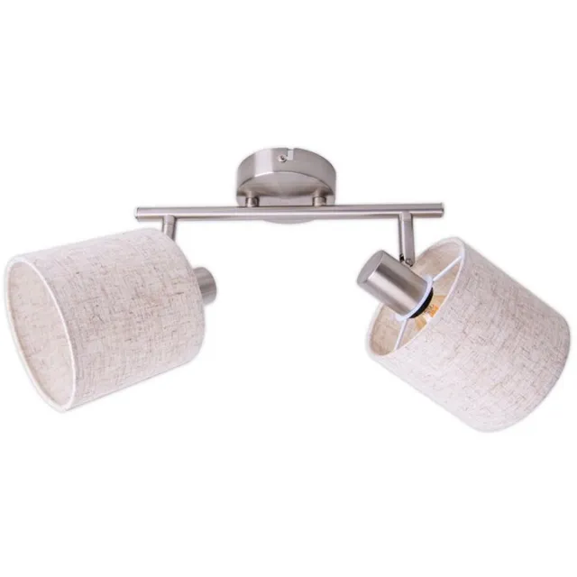 Näve Leuchten Plafondlamp Wandlamp "Maron" 46cm lengte 2 spots E14 Chroom Textiel Grijs