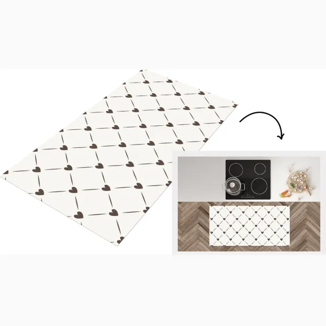 KitchenYeah Keukenloper - Loper keuken - Design - Geometrie - Patroon - Hart - Keukenloper vinyl Multicolor