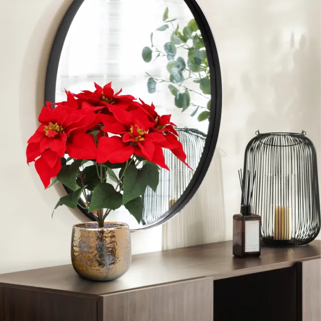 maxifleur Kunstplanten Kerstster Poinsettia kunstplant 40cm in kweekpot Rood
