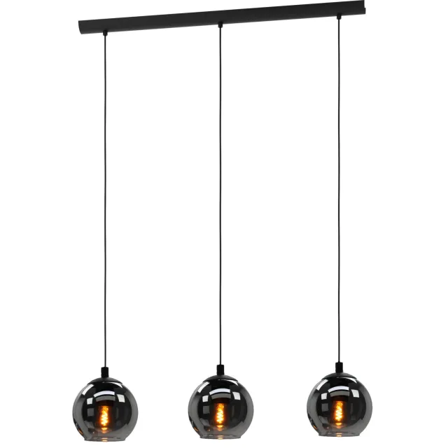 EGLO Ariscani Hanglamp - E27 - 76,5 cm - Zwart - Rookglas Zwart;Zwart-Transparant;
