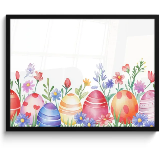 FrameYourWall Poster in lijst - Fotolijst 70x50 cm - Posters - Bloementuin - Kleurrijk - Eieren - Posterlijst zwart - Decoratie - Wanddecoratie woonkamer - Muurdecoratie slaapkamer Eieren - Kleurrijk
