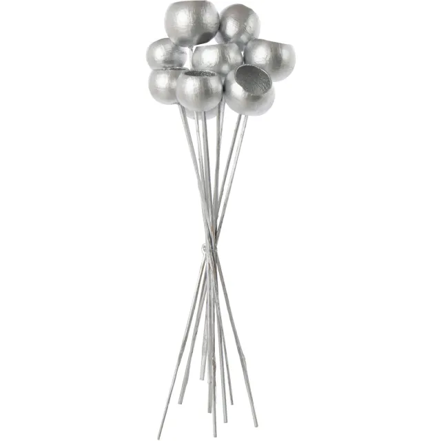 J-Line decoratie tak droogbloemen - zilver - set van 3
