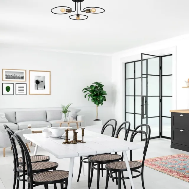 Asir Group Circle Kroonluchter | IJZEREN BODY | Zwart - Asir Group - Plafondlampen - Zwart - Metaal - Plafondlampen