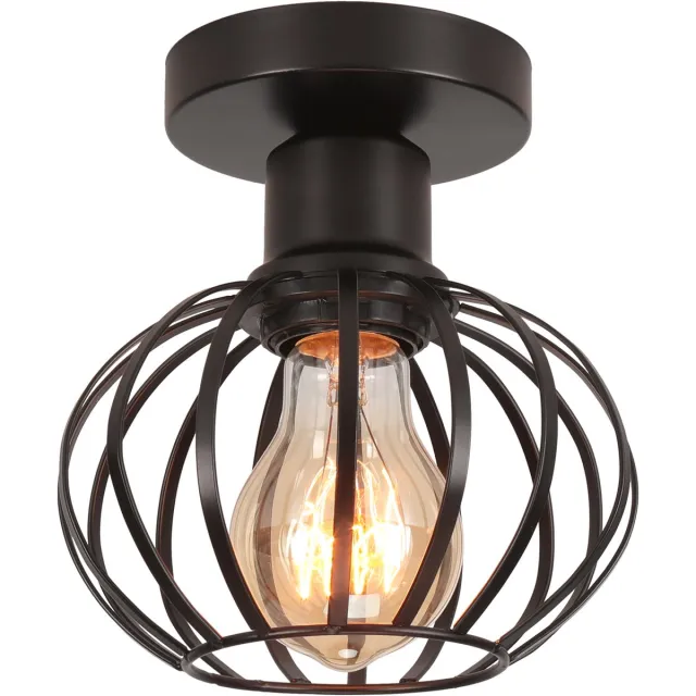 Reality Leuchten Plafondlamp Industrieel Ronde E27 Plafondverlichting voor Woonkamer Slaapkamer Zwart