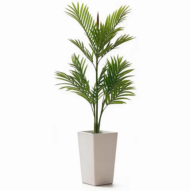 HOERFURIY 137cm kunst areca minipalm met hoge witte pot en kunstmos uv-bestendige PEVA bladeren binnen-buiten decoratie voor woning kantoor terras groen