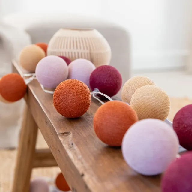 Cotton Ball Lights LED lichtslinger voor binnen - Handgemaakt en Fairtrade - 35 lampjes - Marrakesh