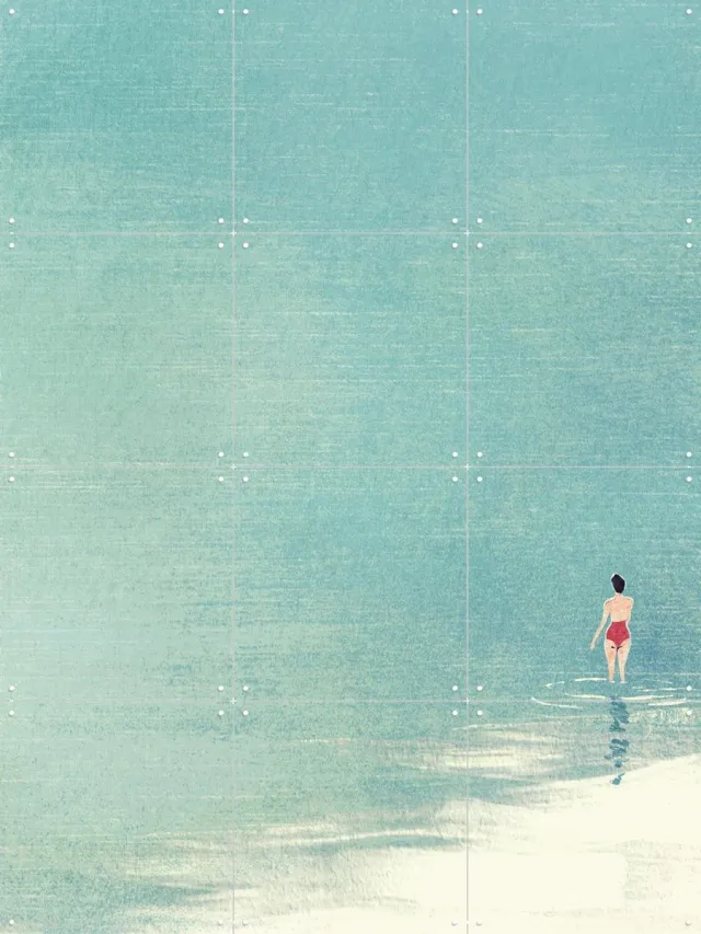 IXXI Solitude In Blue, Henry Rivers - 60 x 80 cm - Grote wanddecoratie en posters - Minimalisme, Kwaststreken, Illustraties, Modern, Realisme Blauw