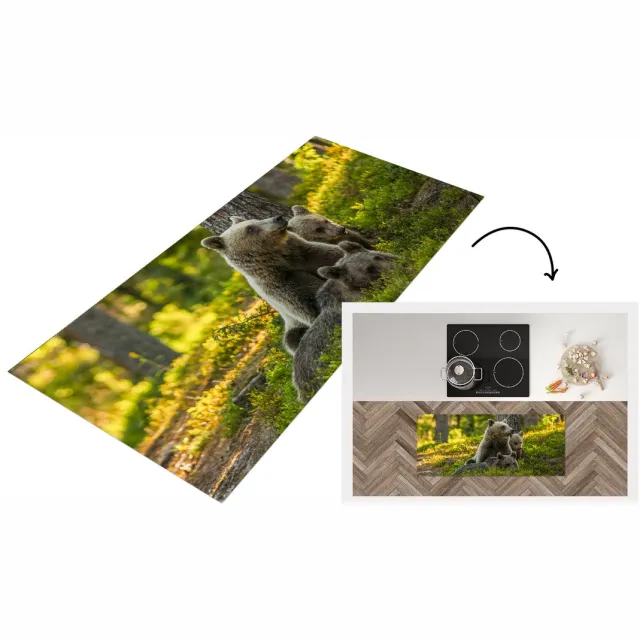 KitchenYeah Keukenloper - Loper keuken - Beer - Bruin - Bos - 120x50 cm - Keukenloper vinyl Multicolor