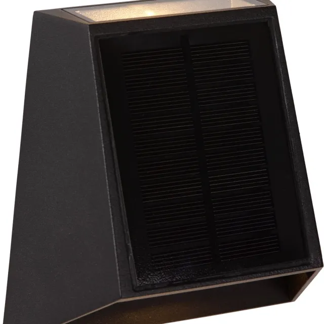 Lucide LUTON - Wandlamp - Zonne-energie - LED Dimbaar - 1x2W 2700K/3000K - IP54 - Beweging & dag/nacht sensor - Zwart