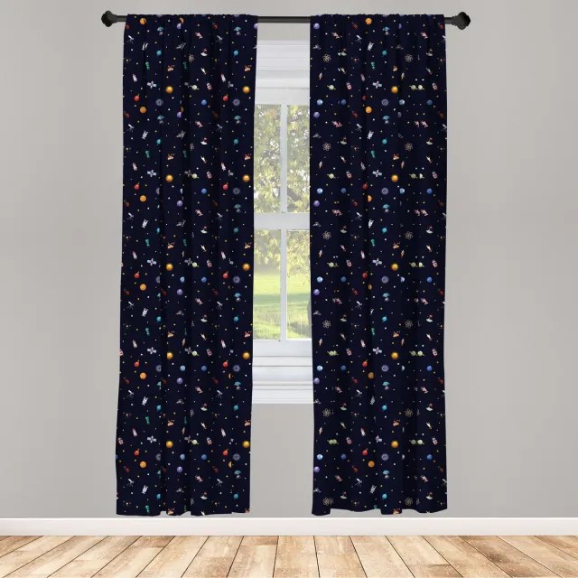 ABAKUHAUS Ruimteschipgordijnen – 2x75x175 cm – Veelkleurig Meerkleurig