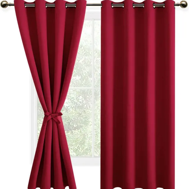 DailySupplies® Gordijnen Kant en Klaar met Haakjes - Gordijn voor Gordijnroede - Verduisterend - Rood