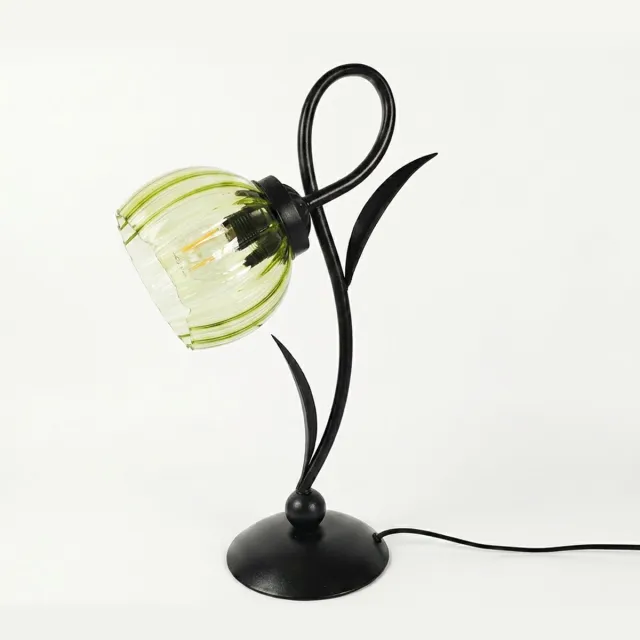 Coloured by Art Lovely Tafellamp Calabash Anika Green Moonlight - Art Deco Trade Zwart