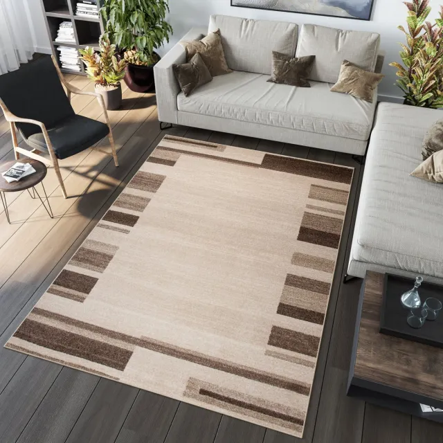 Tapiso Sari Vloerkleed Laagpolig Tapijt Karpet Binnen Maat- 220x320 Creme Bruin 3