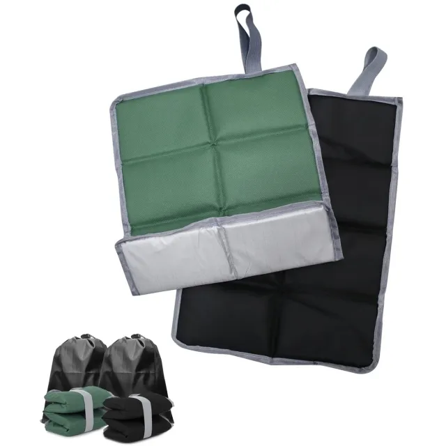 Ynkkvre Outdoor zitkussen, thermo-zitkussen, 2 stuks, outdoor opvouwbare zitkussen, zitmat, waterdicht, Oxford-stof met 2 opbergzakken, voor outdoor, speelplaats, camping, wandelen, 39 x 30 cm Groen