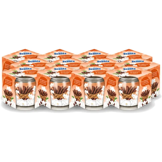At Home 12 x At Home - Scents - Geurkaars - Sandalwood & Jasmin - 70 g - Voordeelverpakking - 12 stuks Bruin