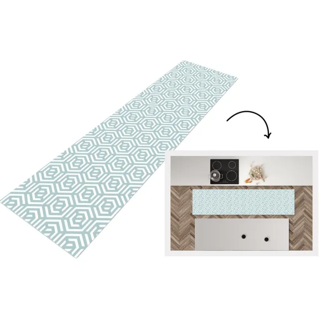 KitchenYeah Keukenloper - Loper keuken - Patronen - Abstract - Groen - Geometrie - Keukenloper vinyl Multicolor