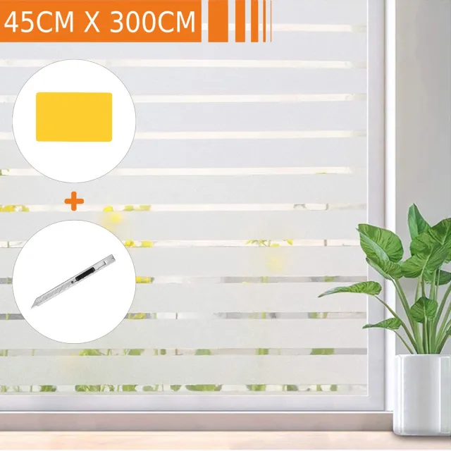 Simple Fix Raamfolie - 45x300cm - Anti Inkijk - Statisch - Plakfolie - Zonwerend - Gestreept - Isolerend - HR++