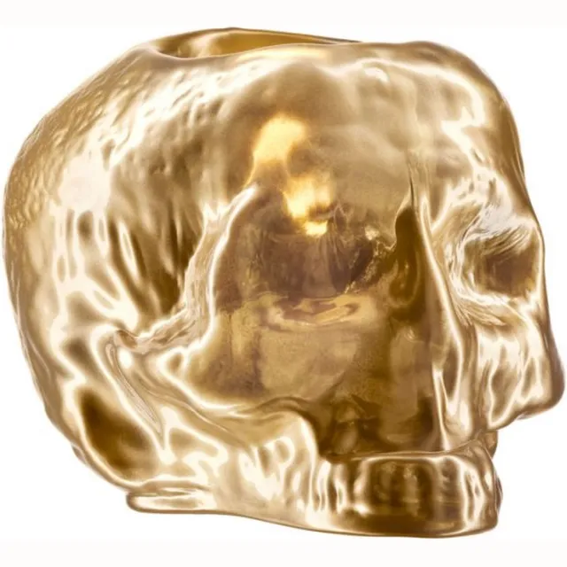 Kosta Boda Still Life Waxinehouder schedel metallic goud