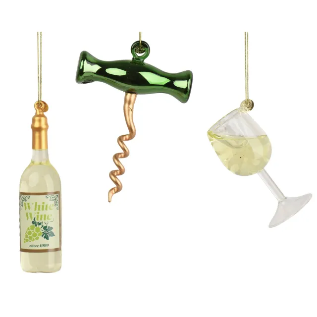 Decoris kerstornamenten giftbox wijn Multi