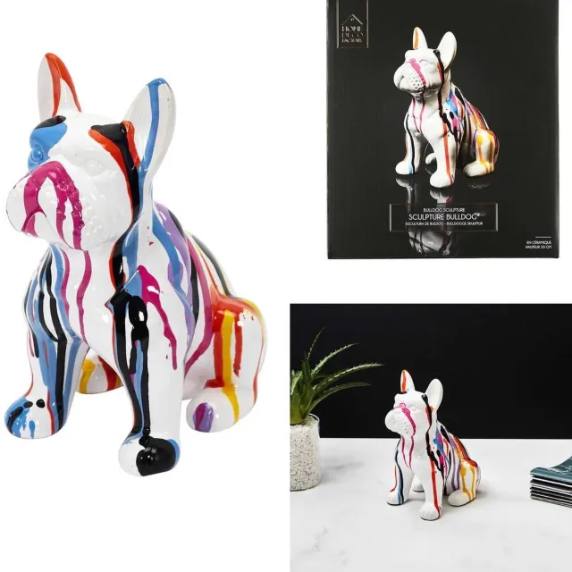 Home Decor Factory Home deco Decoratieve bulldog - hoogte 20cm - keramiek wit