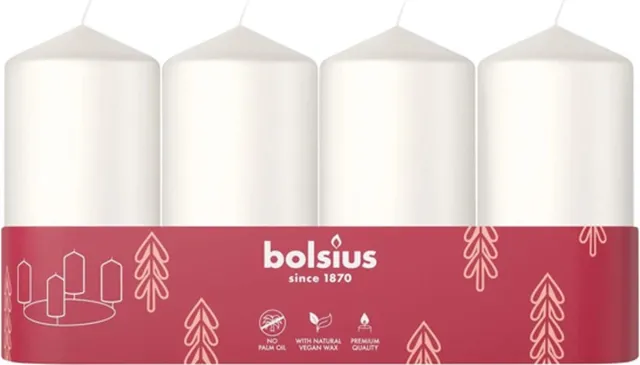 Bolsius 10 trays/sets met 4 stuks Bolsius witte stompkaarsen 100/48 (20 uur) Cloudy white