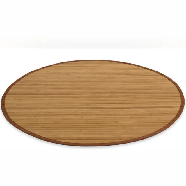 Homestyle4u Bamboe tapijt - 120 cm rond - Bruin Lichtbruin