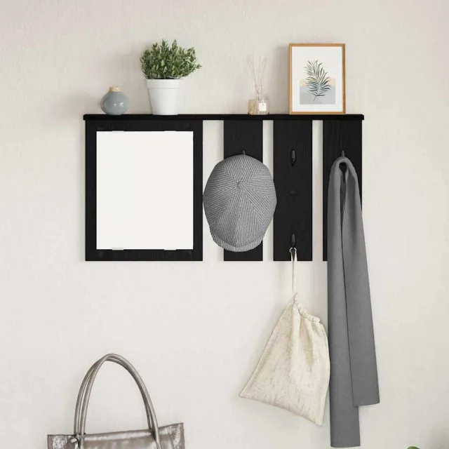 vidaXL Wandgemonteerde kapstok Zwart eiken 85 x 10 x 45 cm