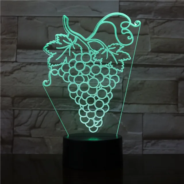 MC Living 3D Led Lamp Met Gravering - RGB 7 Kleuren - Druiven