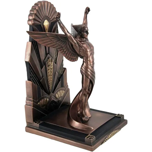 Veronese Design Beeld/figuur - Gevleugelde Man Art Deco Boekensteun - (hxbxd) ca. 23cm x 12cm x 14cm - Veronese Design Brons
