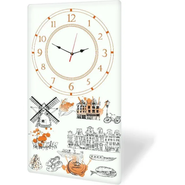 DECORITA Model 6 - Tempered Glas Wandklok - 30cm x 52cm - Glazen Gekleurd
