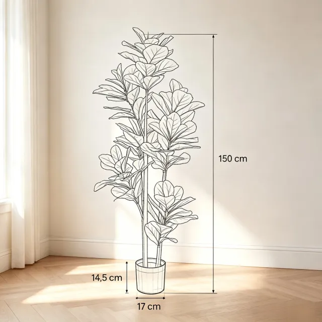 COVREO Kunstplant Geigenfeige 150 cm groen kunststof, 2 stuks voor binnen Green