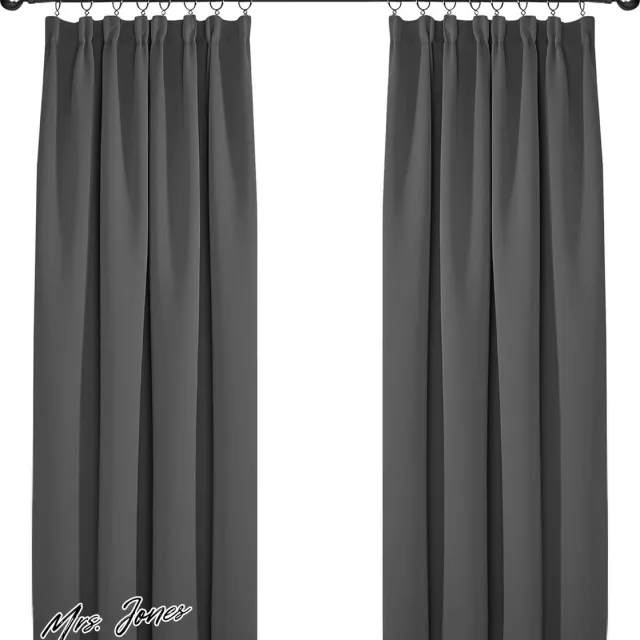 Mrs. Jones Verduisterende Plooiband Gordijnen 140x175 cm 2 Stuks Donker Grijs Woonkamer Slaapkamer . multi-color