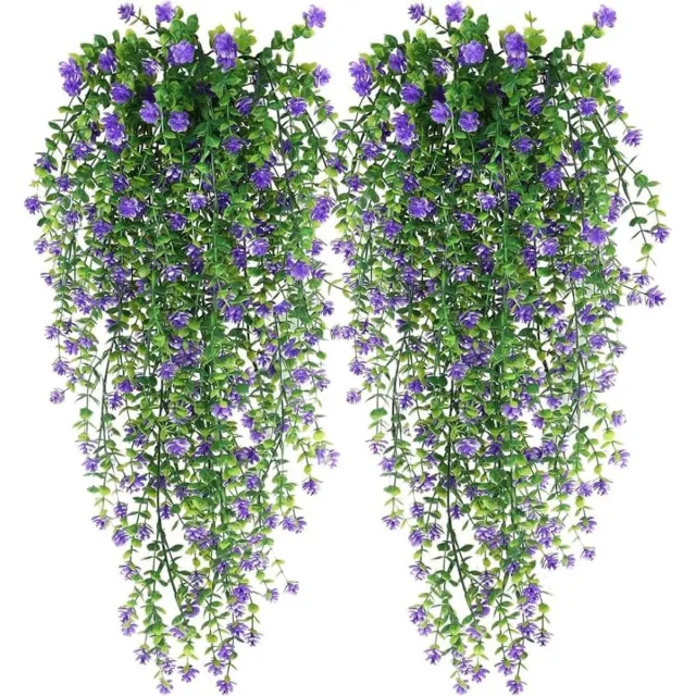 FLITI Kunstbloemen Lichtpaarse Bloemenrank – Set van 2 – 78 cm Kunstbloemenslinger – Realistische Kunstbloemen met Bladeren – Voor Woonkamer, Balkon, Tuin & Feestdecoratie Groen+ Lichtpaarse