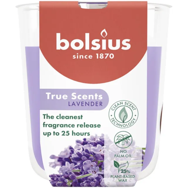 Bolsius 6 stuks Bolsius geurglas lavendel - lavender geurkaarsen 80/73 (25 uur) True Scents Lila