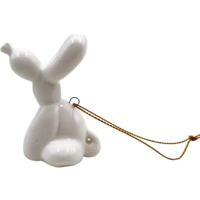 Housevitamin Ballon Hond Zittend - Kerstbal - Wit - 5,5x4x6,5cm