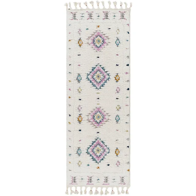 Surya PUKYU Modern Boho Shaggy Tapijt Meerkleurig/Wit