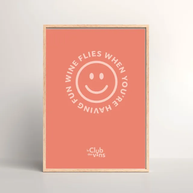 Le Club des Vins Poster A3 - wijn - Wine flies oranje