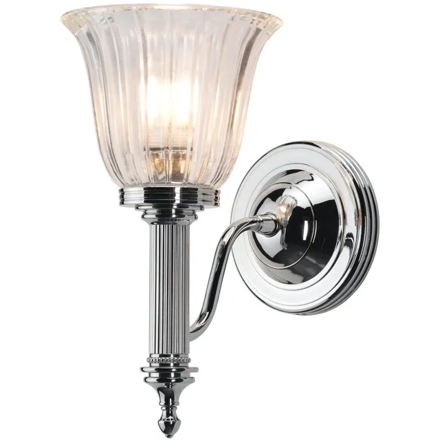 Licht Erlebnisse Licht-Erlebnisse - Caryl - Wandlamp - IP44 - 3000K - 320lm - G9 - van - echt messing glas - in - Gepolijst chroom helder/transparant - Wandlamp Badkamer Gepolijst chroom|helder/transparant