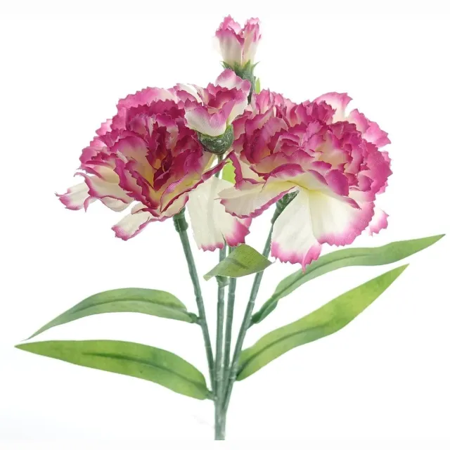 DPI Mini-anjers Fuchsia & Creme 40 cm per 2 Stuks - Kunstbloemen Multicolor