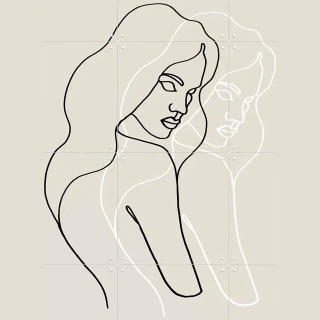 IXXI Irma, Julia Hariri - 60 x 80 cm - Grote wanddecoratie en posters - Line art, Grafisch Ontwerp, Illustraties, Portretten Pastel kleuren