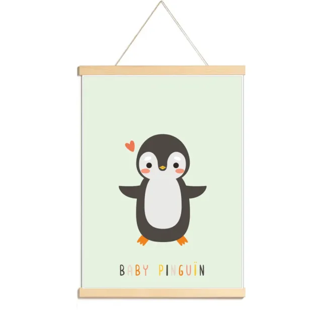 Happy Walls Babykamer Poster Canvas - Cute Pinguin - A3