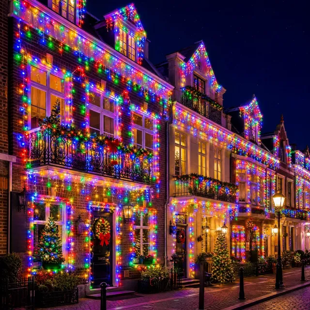 Froadp 30m 1200LEDs kleurrijke lampen Lichtenketting Lichtgordijn LED Ijskraan Kerstverlichting Regenketting 8 Modi Opslagfunctie Binnen Buiten IP44 Waterdicht Voor Kerst Feestelijkheden Halloween Eaves Party Tuin